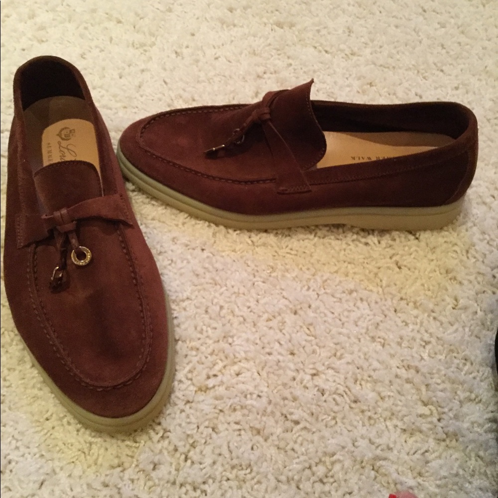 Lord Piana brown suede loafer